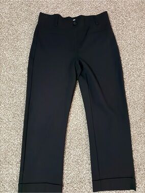 Betabrand Dress Pant Yoga Pants | Black | Size L | Cuffed Straight Leg